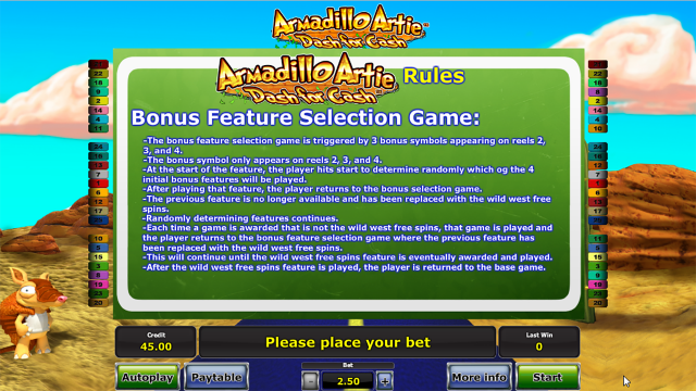 Бонусная игра Armadillo Artie 8