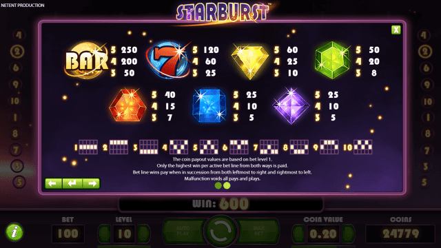 Бонусная игра Starburst 8